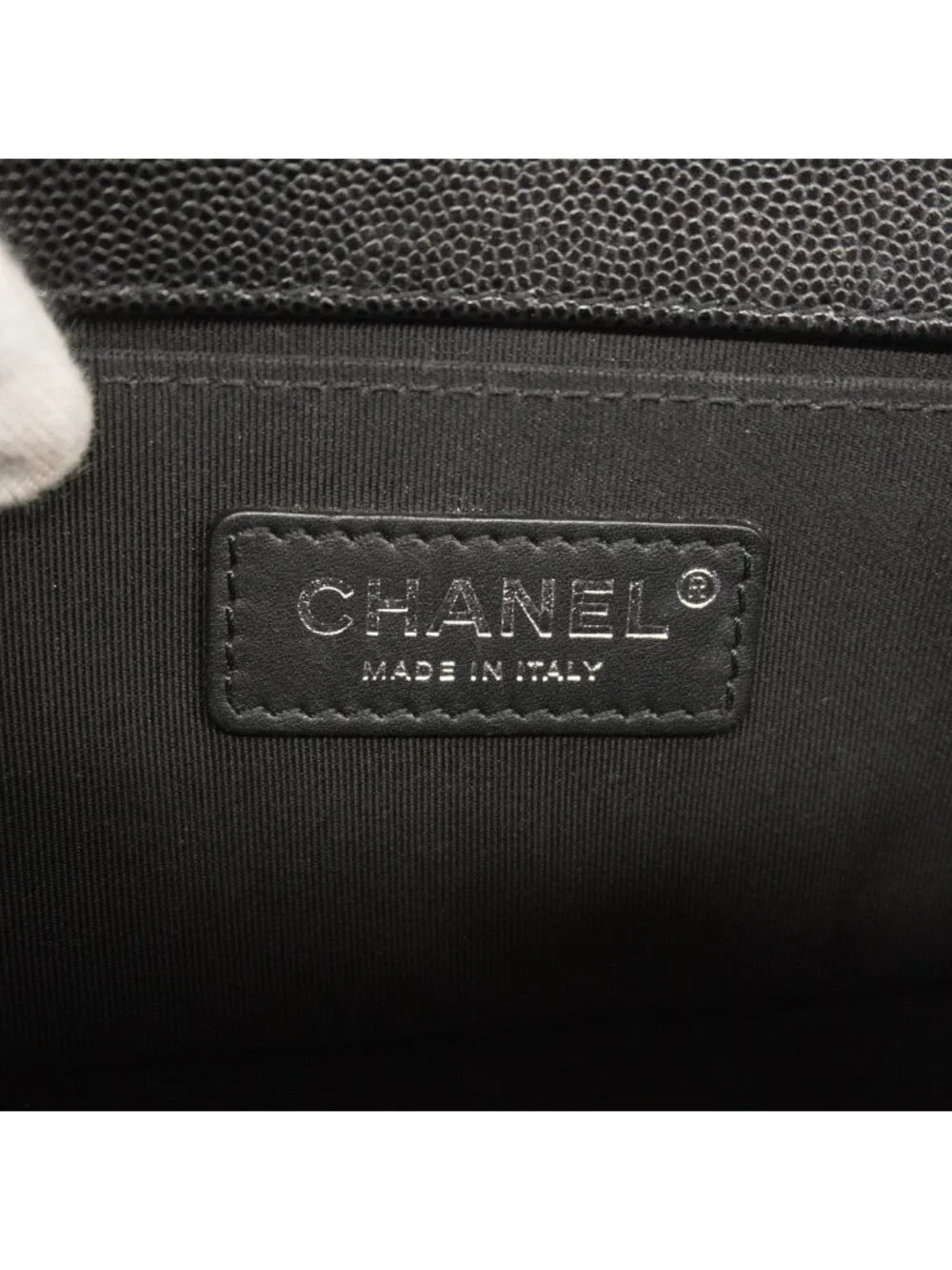 Chanel Shoulder Bag Boy Caviar Leather Black Silver